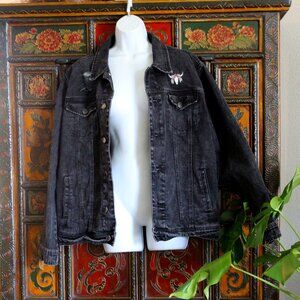 Black Jean Jacket with Jimmy Hendrix Song Quote in his handwriting on the back.